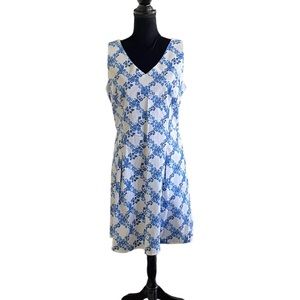 Tommy Hilfiger sleeveless blue & white floral print summer dress size 12